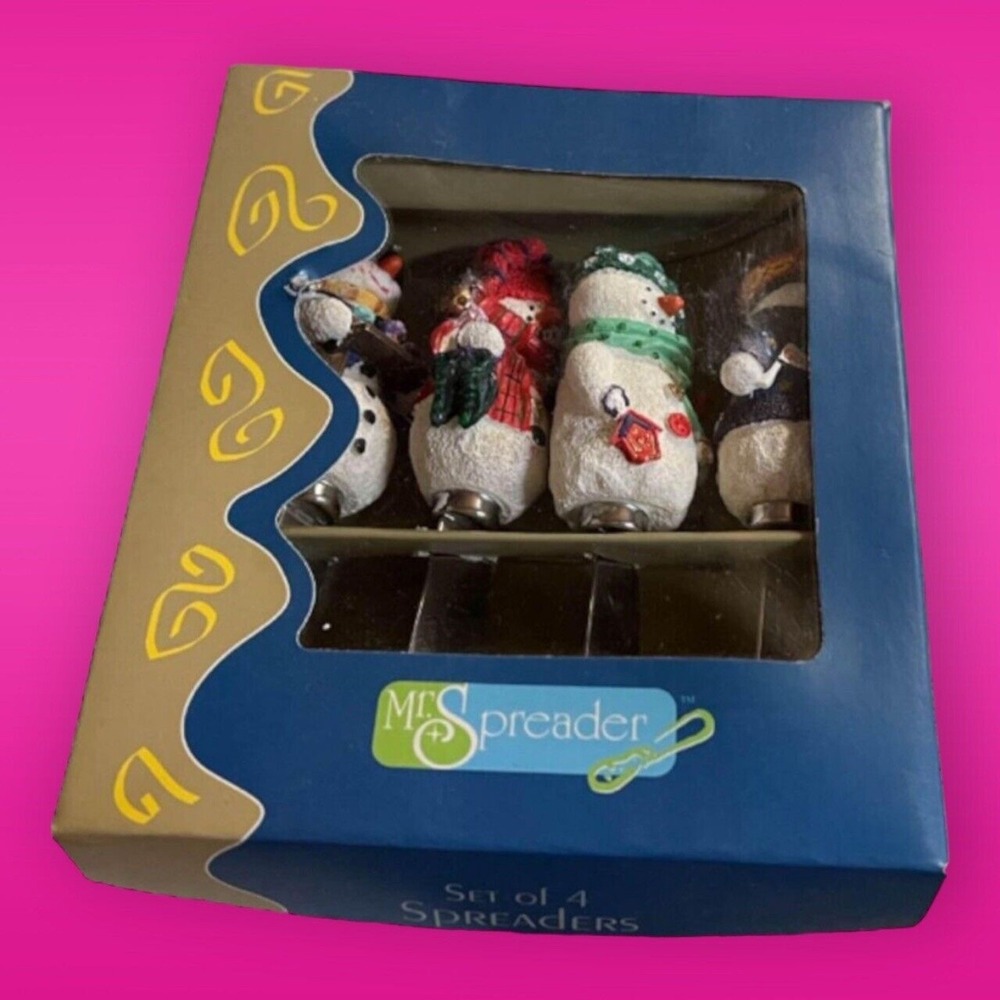 Mr Spreader 4 Ct Snowman Cheese Spreaders Christmas Holiday Winter New in Box